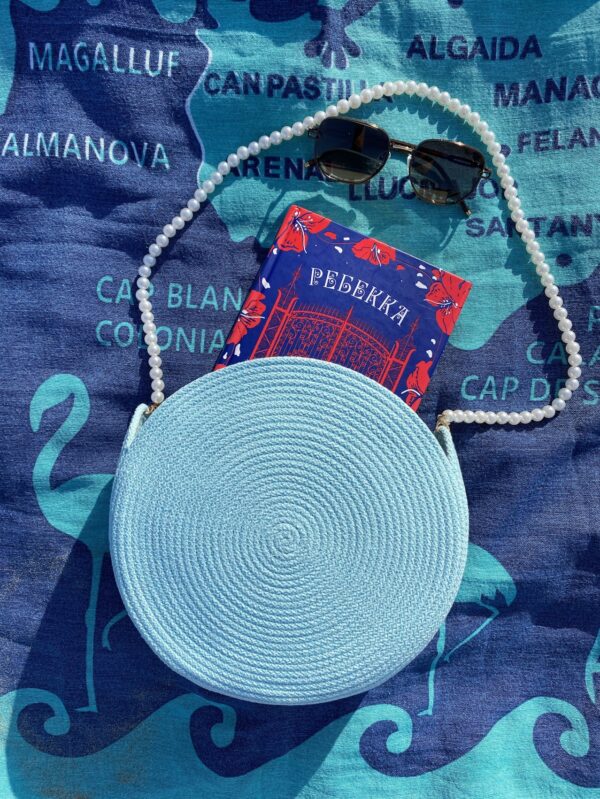 Bolso redondo de playa - Azul Celeste - Imagen 3